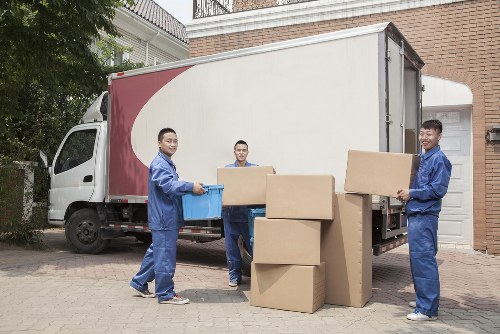 Removal team planning a move in Limehouse near waterside apartments