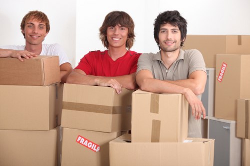Removals van loading items for a move in East London Limehouse