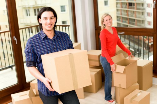 Prepared moving boxes and household items ready for collection in Limehouse